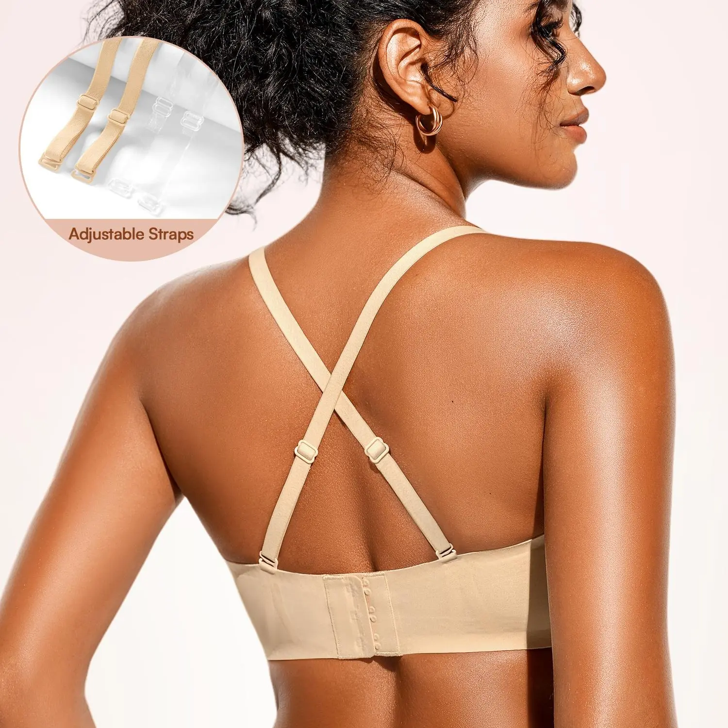 CUTEIO Strapless Bra Jelly Push Up Seamless Wireless Tube Top | Non-slip Bandeau Bras for Women, Support, Smooth & No Show, Invisible Comfort, No Underwire Padded Bralette, Convertible--BJ1661