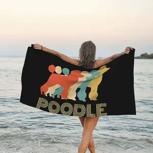 1PC Standard Poodle Dog Breed Vintage Look Beach Towel Quick Dry Soft Beach Towel Absorbent Swimming Towel Ideal For Outdoor Traveling Camping Surfing Swimming Diving Beach Essentials Travel Accessories