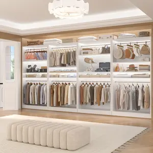 3FT Freestanding Closet System with 2 Hanging Rods & Adjustable Shelve, 36'' Wood Closet Organizer System, Clothes Garment Rack, Sturdy Walk-in Closet Tower Wardrobe Organizer, Hold 800LBS