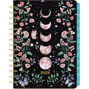 2026 Planner - 2026 Planner Weekly and Monthly with Tabs, Jan. 2026 - Dec. 2026, 6.3" x 8.4", Planners 2026 with  Pocket + Thick Paper + -Wire Binding - Moon