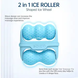 Home Use Beauty Equipment SOICY S30 Skin Cooling Ice Roller W V Shaped Double Head Dermaroller Body Face Lifting Massage Roller