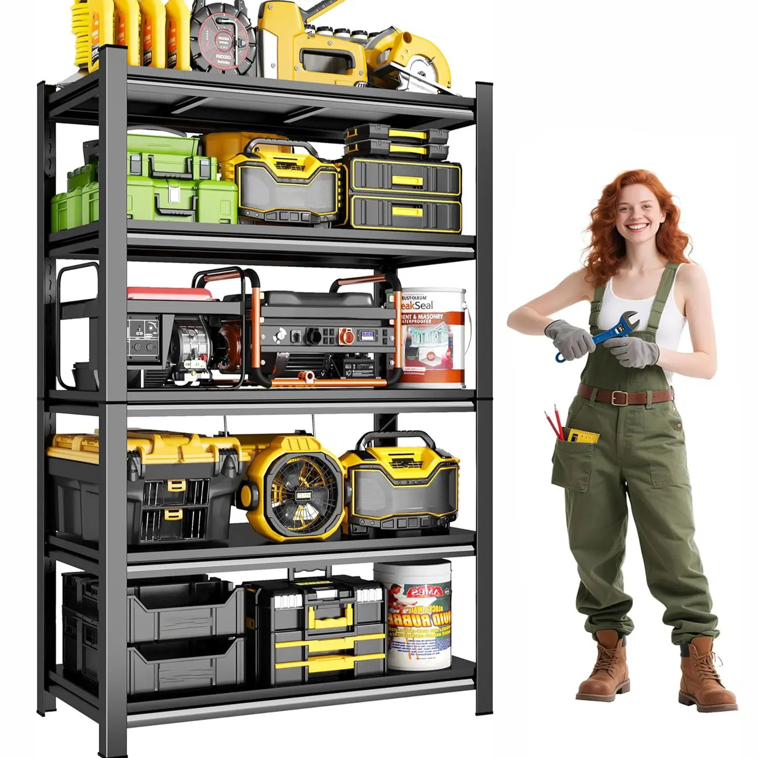 Heavy-Duty Adjustable 5-Tier Industrial Metal Garage Storage Rack - 72 ...