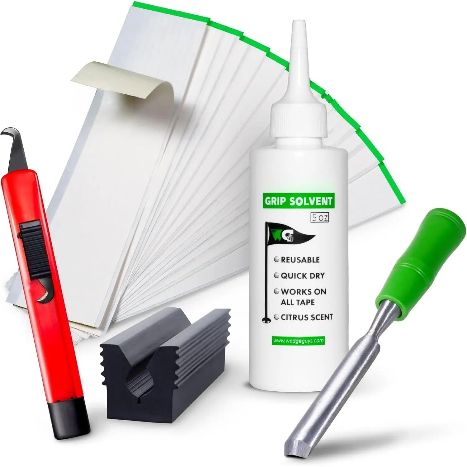 Golf Grip Kits for Regripping Golf Clubs - Professional Quality - Options Include Hook , 15 or 30 Tape Strips, 5 or 8 oz Solvent, Grip Tape Remover, Bench Vise & Rubber Clamp