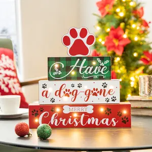 Glitzhome 12"H Lighted Wooden Pet Block Word Sign