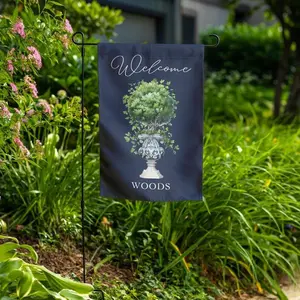 Custom Garden Flag, Chinoiserie, Personalized House Flag, Topiary Yard Sign, Preppy Decor, Housewarming Giftdecor hanging,art home decor,memorial day decoration,bedroom wall decor,modern living room