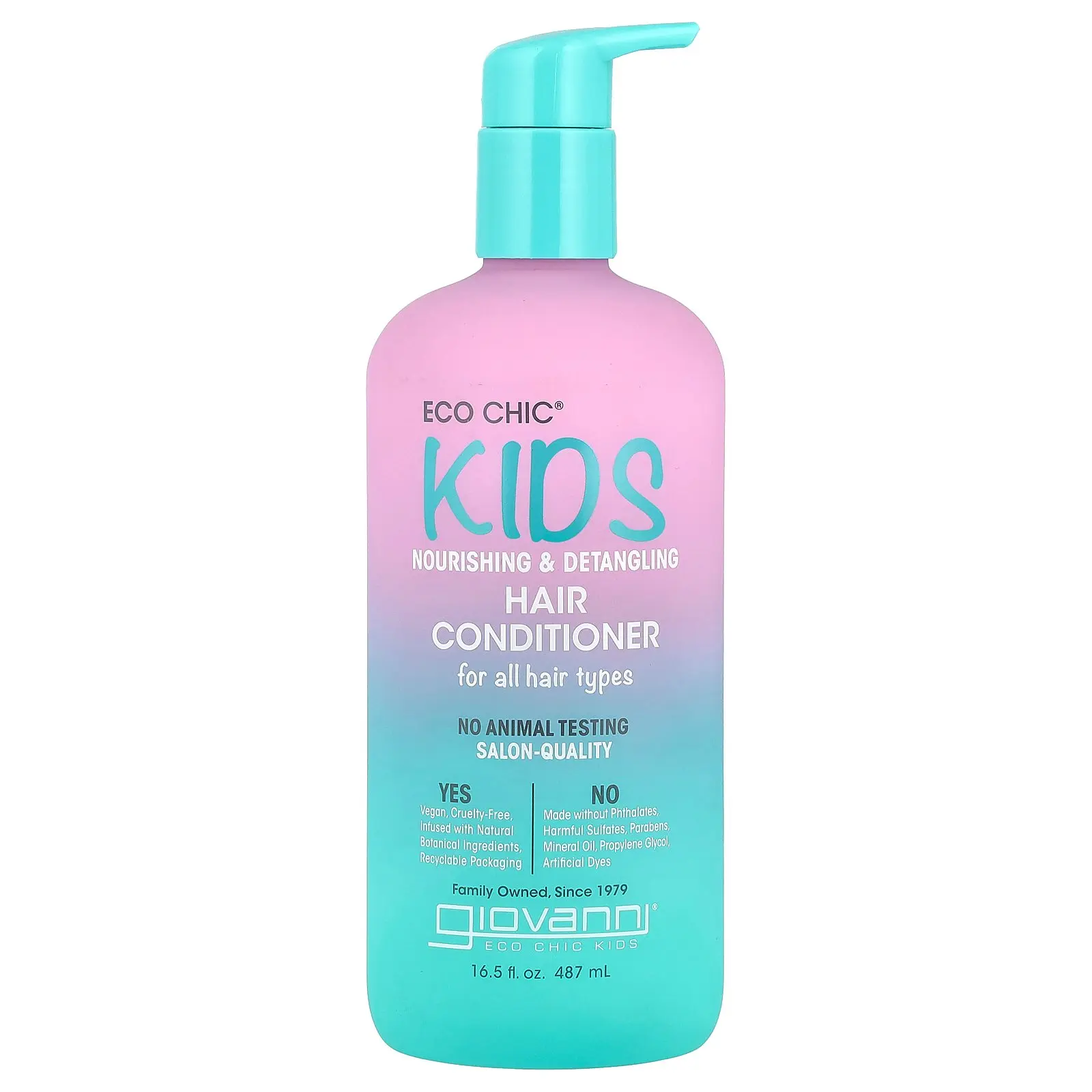 Giovanni Eco Chic® Kids, Nourishing & Detangling Hair Conditioner, For All Hair Types, 16.5 fl oz (487 ml)