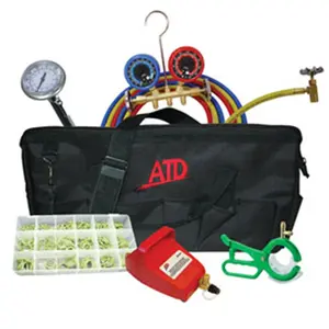 ATD A/C and Cooling Systems Complete A/C Repair Kit - Oil-Free Vacuum Pump, R134a-Compatible Utility Bag