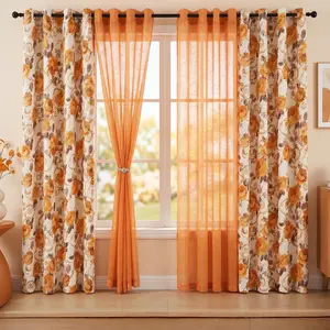 4 PANELS 54“x84” Combination Grommets Curtains Including: 2 Panels Metallic Printed Full Blackout Curtains & 2 Panels Bamboo Yarn Semi Sheer Curtains Living Room Bathroom Grommet QF261 L12 Summer gift #SummerVibes