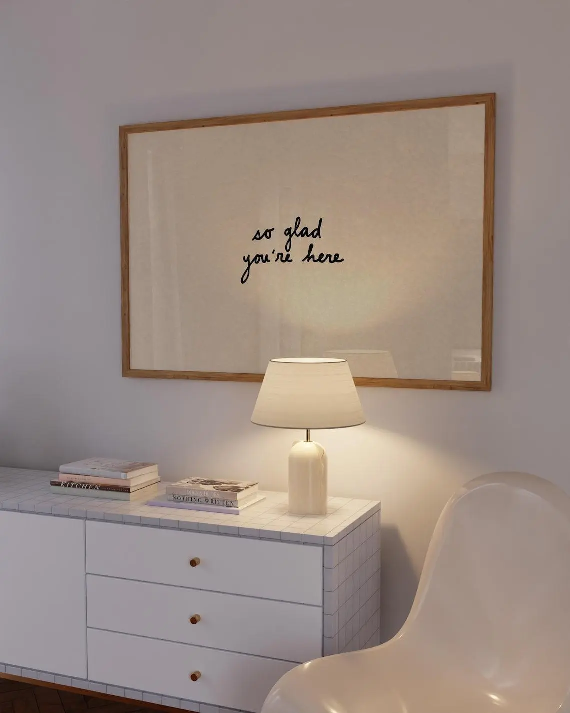 So Glad You’re Here Welcome Poster - Home Decor Entryway Wall Art, Guest Room Wall Decor Print