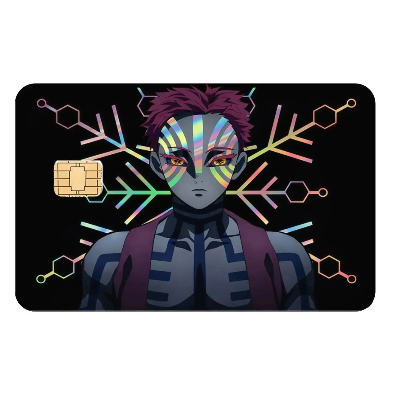 Demon Slayer Debit Card Skin Cover, Akaza Credit Card Sticker, Lightning Style Card Cover, Ultra Thin Waterproof Scratch Resistant, Gift for Anime Fans