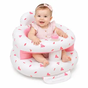 Built in Air Pump Baby Chair Sit Me up Floor Seat, Inflatable Baby Seat for Babies 3-36 Months, High Back Support and Full Surround Design for Sitting Up Practice, Feeding, Playing, Travel, Beach & Camping