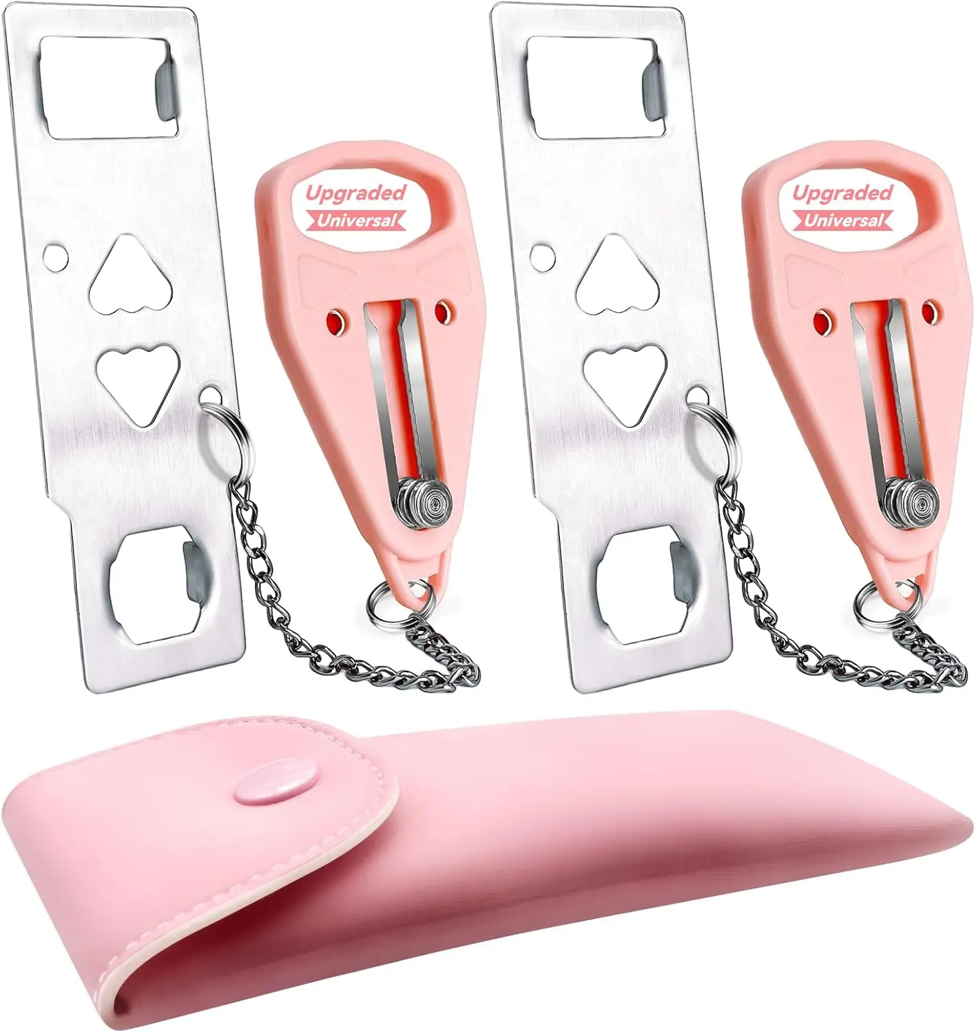 Portable  Door Locker Travel Lockdown Locks for Additional Safety and   for Traveling Hotel Home Apartment College-Pink(2 Pack)