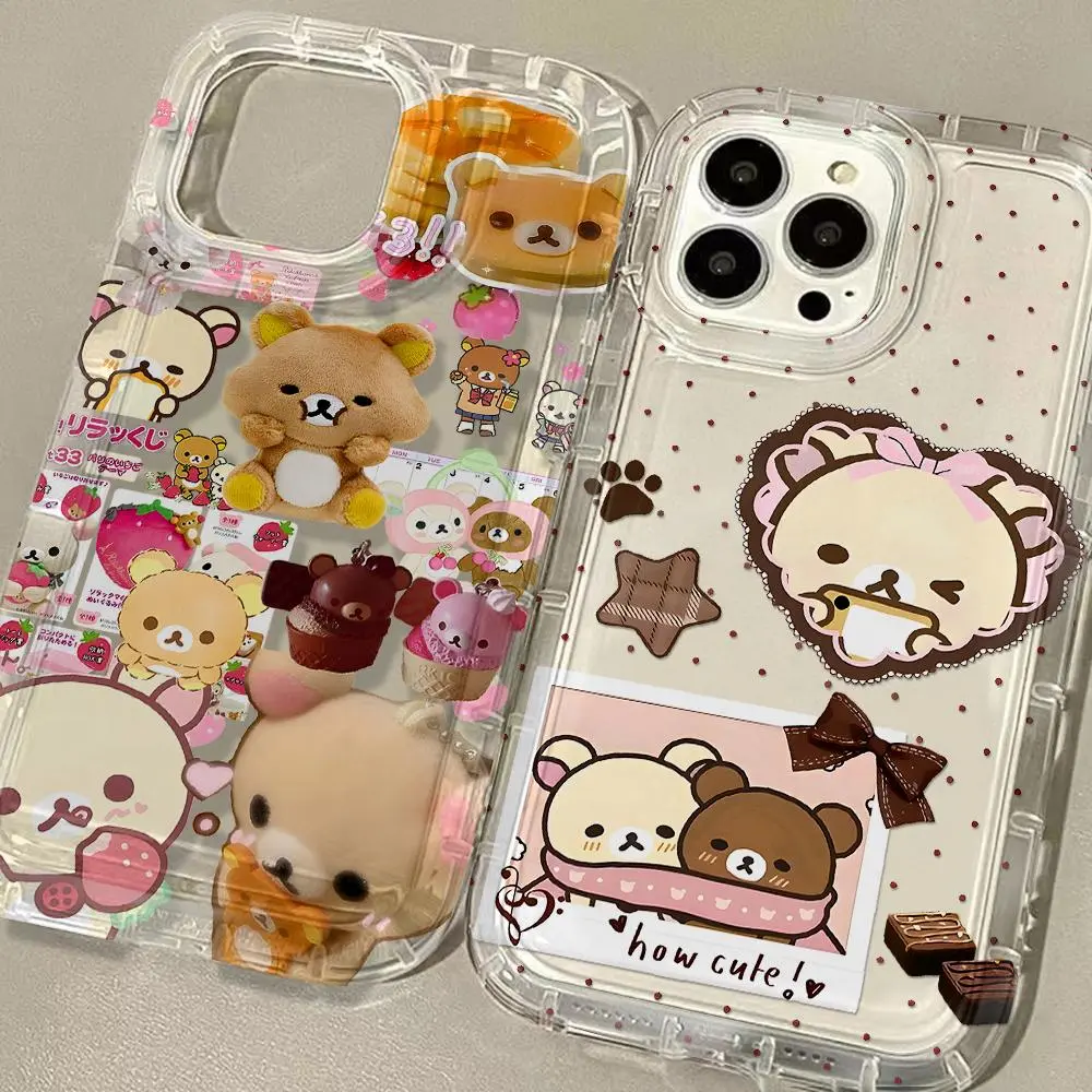 Phone Case for iPhone 17 16e 16 15 14 13 12 11 Pro Max 7 8 Plus X XR XSMax Airbag Anti Fall Clear Cover Cartoon R-Rilakkumas