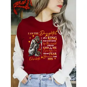 100% pure cotton, multiple colors available, Faith I Am a Daughter of God pattern T-shirt, short-sleeve casual crew neck top, spring and summer women's clothing, gift, holiday gift