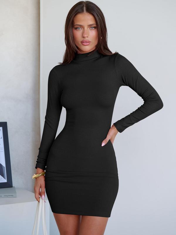 ANRABESS Women Long Sleeve Mock Neck Bodycon Mini Dress 2025 Fall Ribbed Slim Fit Pencil Cocktail Club Night Dresses ANRABESS Women Long Sleeve Mock Neck Bodycon Mini Dress 2025 Fall Ribbed Slim Fit Pencil Cocktail Club Night Dresses
