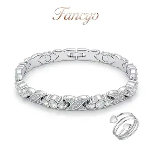 Fancyo Titanium steel Bracelet for Woman, Magnetic Titanium steel Bracelets with Premium Fold-Over Clasp Included Adjustable Tool bracelet  bracelets for women perfect family gift