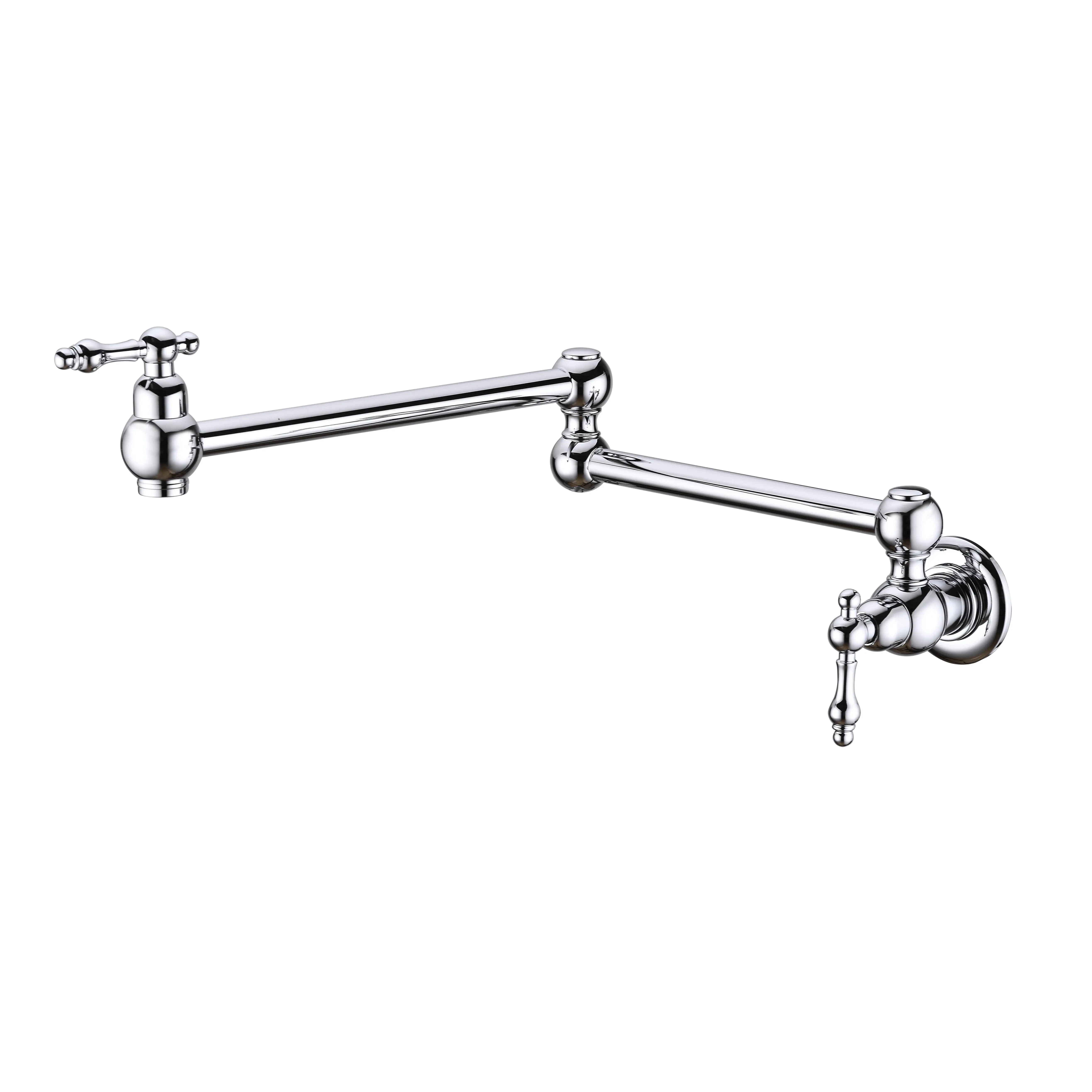 Wall-Mount Folding Pot Filler Faucet with Aerator, Double Handle, Corrosion-Proof Build, Water Flow Control, Splash-Free Free-Swinging Arm, Easier Filling & Cleaning, Fingerprint-Resistant for Kitchen Plumbing Use, Pot Fillers Component