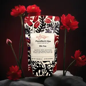 His Tea by PureHerb Sips - Natural 3oz  Blend with Nettle, Damiana, Gotu Kola, Peppermint, Epimedium, Tribulus & Stevia