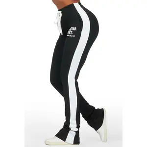 Savannah Black Super Stacked Track Pant