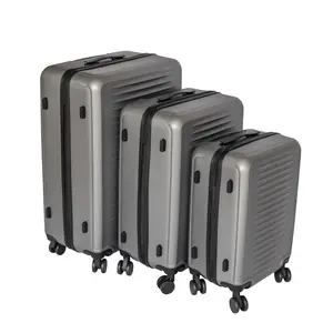 3-Piece Hard-Shell Luggage Set with Spinner Wheels – Lightweight, Portable ABS Suitcases (Gray) – 20/24/28-Inch Sizes