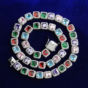 [ICE HUE]18K Gold Vacuum Plated Copper with 5A+ Sri Lanka Colorful Zircon Dopamine Tennis Necklace Miami Italy Mexico & Micro Inspired for Women & Men Luxury Jewelry,Daily Wear,Casual Gift Hip Hop, Style,Lgbt