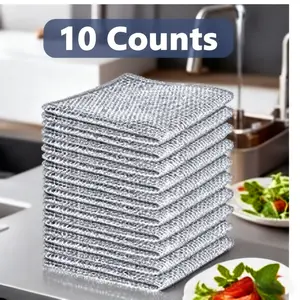 10 Count Wire Dishcloth, Multipurpose Wire Dishwashing Rags for Wet and Dry, Kitchen Cleaning Dish Rags