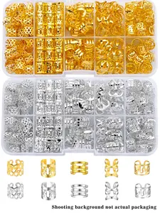 100pcs Alloy Braiding Mixed Set, Hair Dreadlock Accessory Braid, Metal Hair Rings Cuffs Clips, Dreadlock Accessory Jewelry Decorations, All Seasons, Bohemian, Hair Accessories