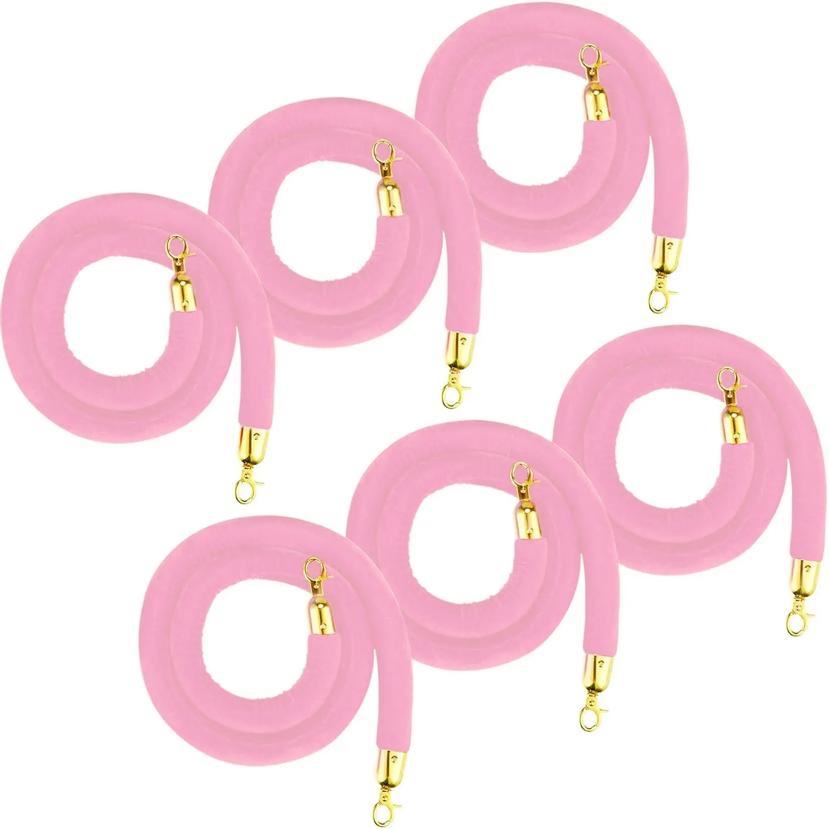 Garvee 6 Pack  Stanchion Ropes with Hook, 5 Ft Crowd Control Barrier Safety Rope for Red Carpet, Party Hotels, Convention, Theaters