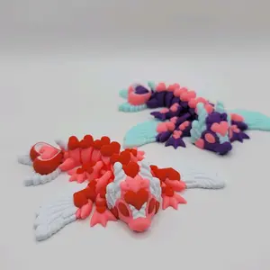 Adorable Tiny Heart Dragon - 3d Printed Articulated Dragon Figure Keychain