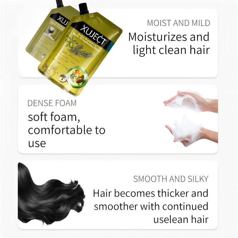 XUJECT Herbal Rosemary & Biotin Hair Strengthening Shampoo 210ml Nourishes Thickens Hair 8 Plant-Derived Actives Sulfate-Free Daily Care Buy 1 Get 1 Free Nourishing Haircare Cleanser