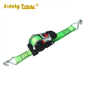 Automatic retractor strap, green ratchet double hook cargo strap strap strap, double hook tensioner strap