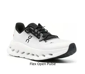 Sleek White & Black Casual Runners - Breathable Mesh Sneakers for Street Style