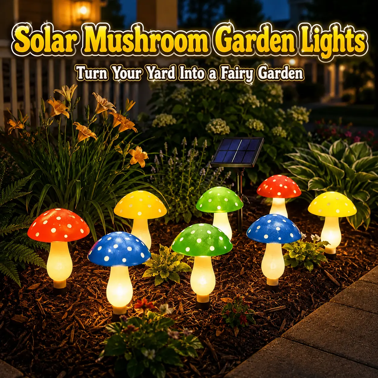 Solar Mushroom Garden Lights, 8pcs Colorful Outdoor Mushroom Lights with Solar Panel, Auto On at Dusk, No Wires, Cute Waterproof Garden Decor for Yard, Pathway, Patio, porch Lawn & Party lighting lamp decoration landscape