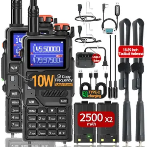 BAOFENG K5 Plus 10W Ham Radio Handheld Long Range Tactical Antenna Walkie Talkie for Adults with 2500mAh USB-C Battery (2Pack)