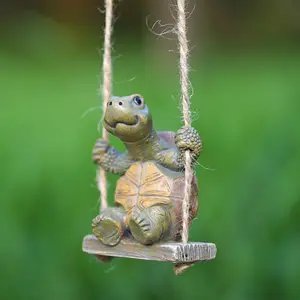 Adorable Turtle on Swing Garden Ornament, Garden Accessories, Whimsical Hanging Decor to Add Joy to Your Patio, Balcony, Backyard & Indoor Spaces, Perfect Cute Gift for Turtle Lovers & Plant Parents