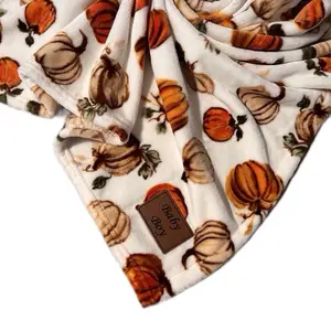 Pet Blanket with Personalized Name Tags Fall Print Cozy Pumpkin Design for Comfortable Pet Use