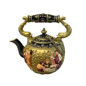 Nini VIENNA Miniature Gold Hand Painted Resin Teapot with Chained Lid # 6-4