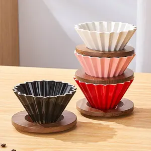 Ceramic Origami Coffee Filter Cup V60 Hand-Drip Pour-Over Funnel Dripper Brewing Tool Cake Mug, Perfect for Espresso & Cold Brew