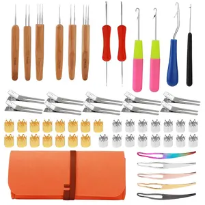 58 pcs dirty braid crochet tool set, including crochet hooks, hair locking tools, hair clips and crown accessories, dirty braid grooming set, suitable for hairstylists and DIY enthusiasts