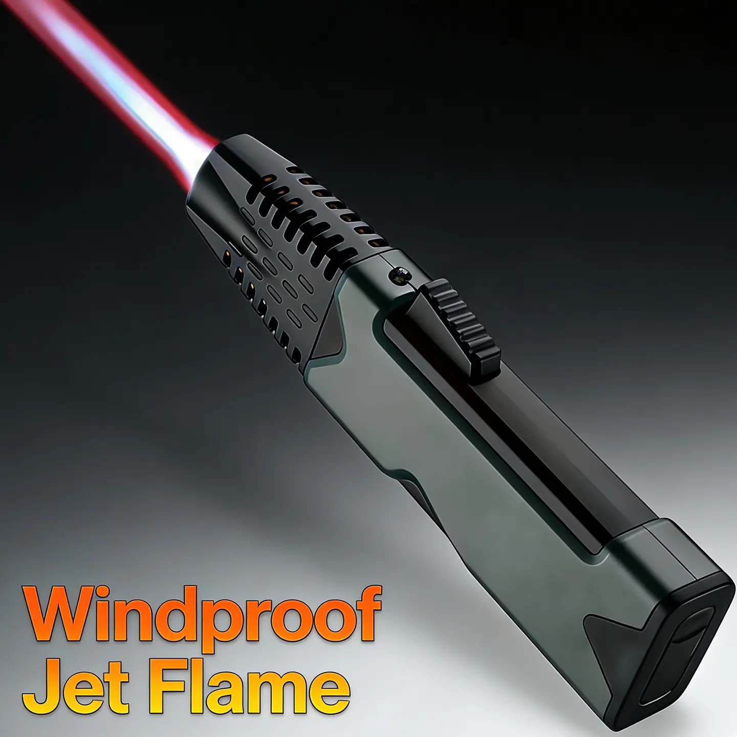 (Butane Not Included)Metal Windproof Butane Torch Lighter, 1300°C High-Temperature Jet Flame, 360° Usable Design, Adjustable Flame with Safety Lock, Powerful Red Jet Flame for BBQ, Kitchen & Welding, Gift Box Included