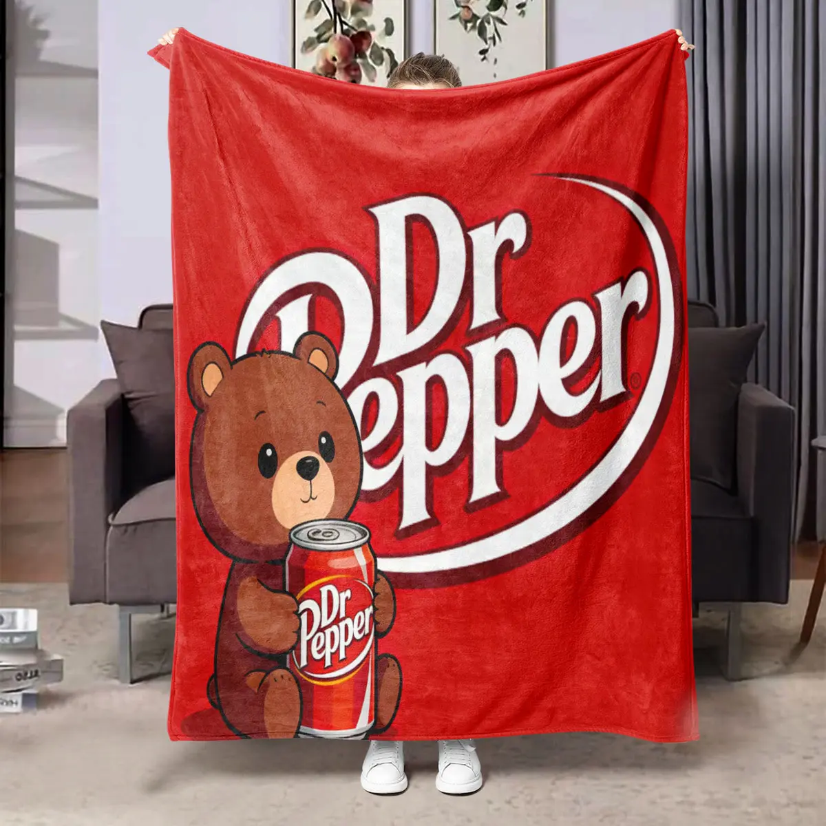 Coca-Cola Pattern Print Blanket, Dormitory Blanket, Nap Blanket, Car Blanket, Office Blanket, Air Conditioning Blanket