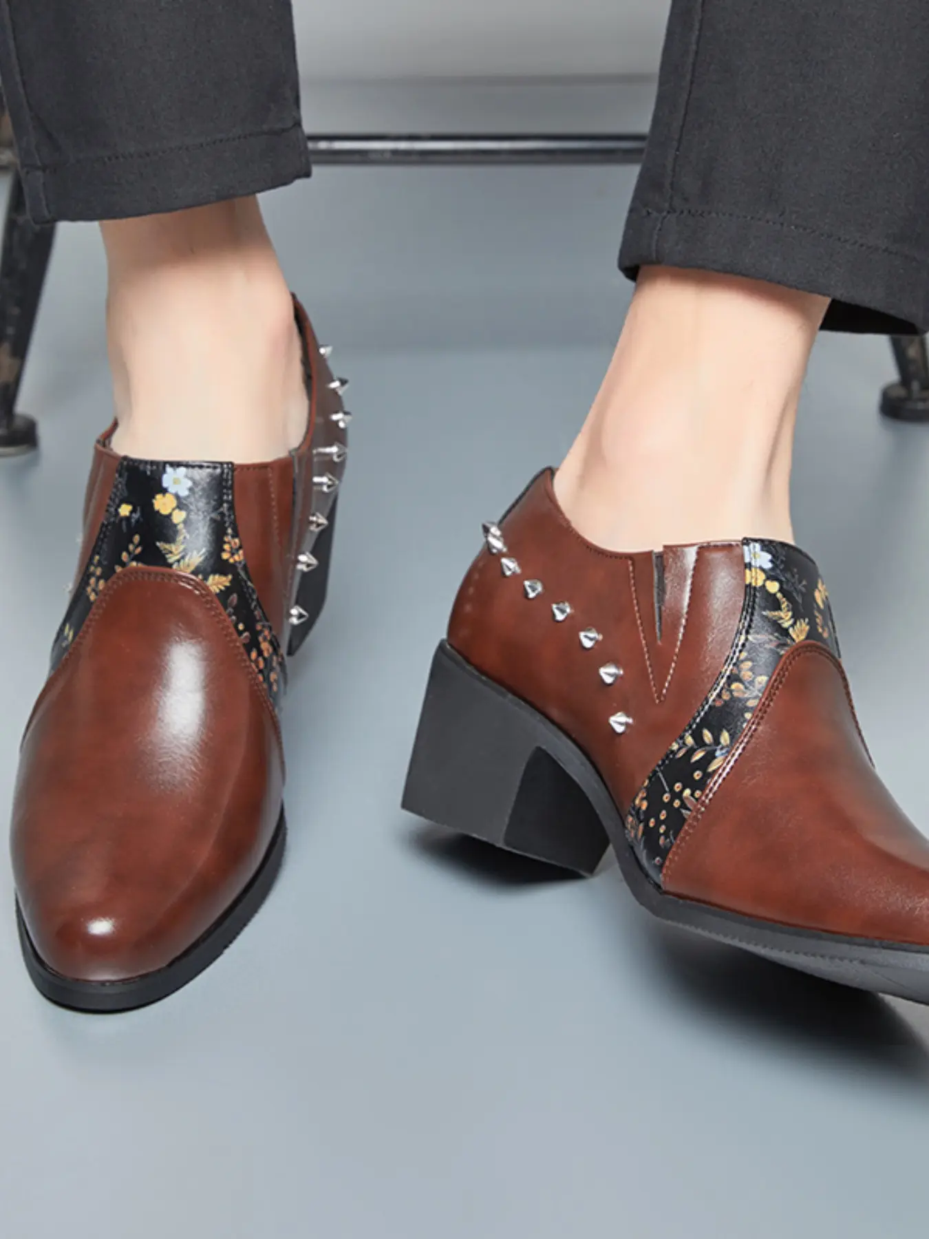 Men's Classic Comfort High Heel Shoes, Fashion Nail Cuban Shoes, Stylish and Durable Footwear for Daily Wear