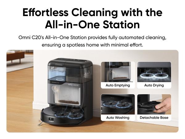 eufy C20 Omni Robot Vacuum, Robot Vacuum and Mop Combo, Self Emptying, Auto Mop Washing and Auto Drying for hands-free cleaning, 3.35-Inch Ultra-Slim Body, 7000 Pa Powerful Suction, All-in-One Station, Cleaner Machine Cleaner Cordless eufy C20 Omni Robot Vacuum, Robot Vacuum and Mop Combo, Self Emptying, Auto Mop Washing and Auto Drying for hands-free cleaning, 3.35-Inch Ultra-Slim Body, 7000 Pa Powerful Suction, All-in-One Station, Cleaner Machine Cleaner Cordless
