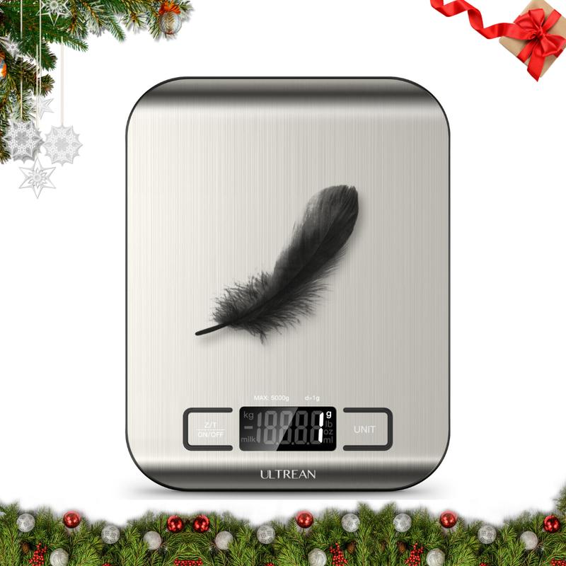 Ultrean Food Scale, Digital Kitchen Scale for Baking Cooking and Meal Prep, 6 Units with Tare Function, 11lb (Batteries Included)