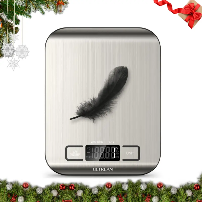 Ultrean Food Scale, Digital Kitchen Scale for Baking Cooking and Meal Prep, 6 Units with Tare Function, 11lb (Batteries Included)