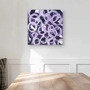 212 MAIN Abstract Purple Rings Aluminium Metal Print Wall Art, 16x16 in, Minimalist Lightweight Artistic Artwork for Bedroom, Modern Home Decor