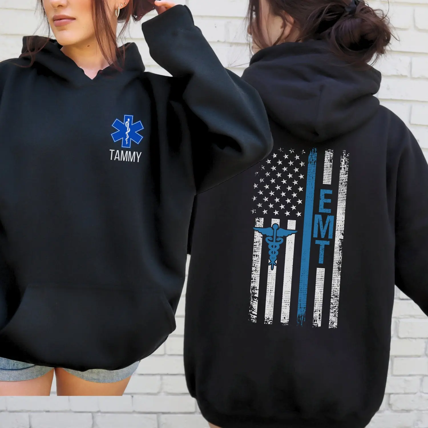 EMT Hoodie Personalized EMT Shirt Gift for EMT Sweatshirt Emergency Medical Technician Star of Life Hoodie emt shirt for Men Women emt both side