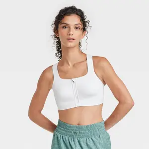 All In Motion Sports Bra Keyhole Women's Sculpt High Support Zip-Front Bra