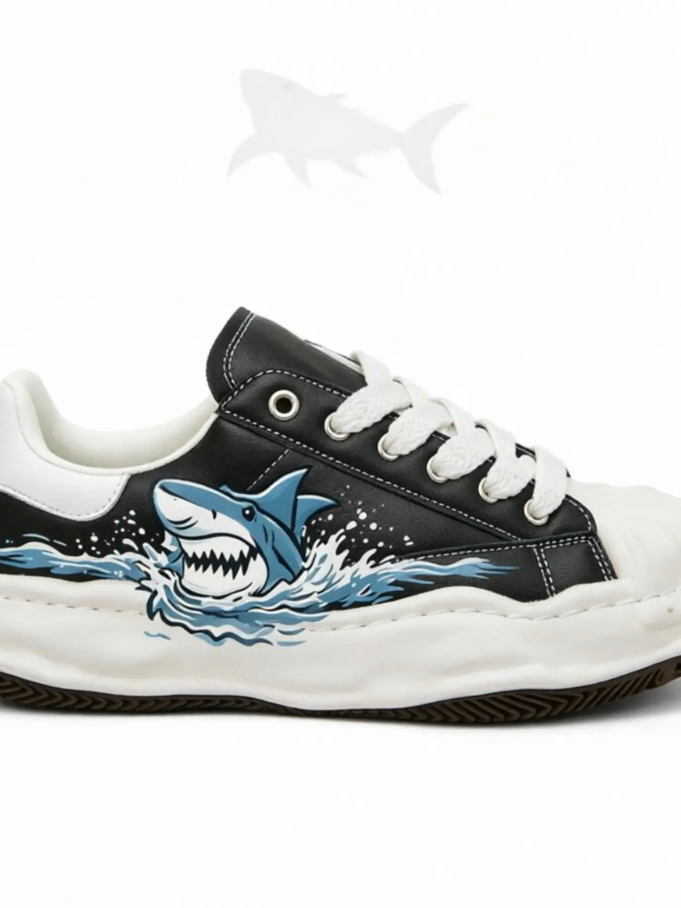 Customizable DIY Sneakers, Patchwork Cowhide Upper, Rubber Sole, Less Than Ankle Height, Hand-Painted Personality, Cartoon Watercolor Design