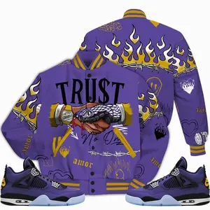 Retro 4 Lakeshow Varsity Jacket, Lakeshow 4s Outfits, Snake Trust No One Drip Unisex T-Shirts To Match Sneakers, Streetwear Style Urban